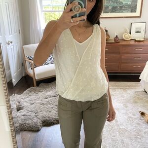 Ella Moss Cream Silk Drape Wrap Top